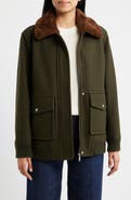 Sam Edelman Relaxed Bomber Jacket with Faux Shearling Collar