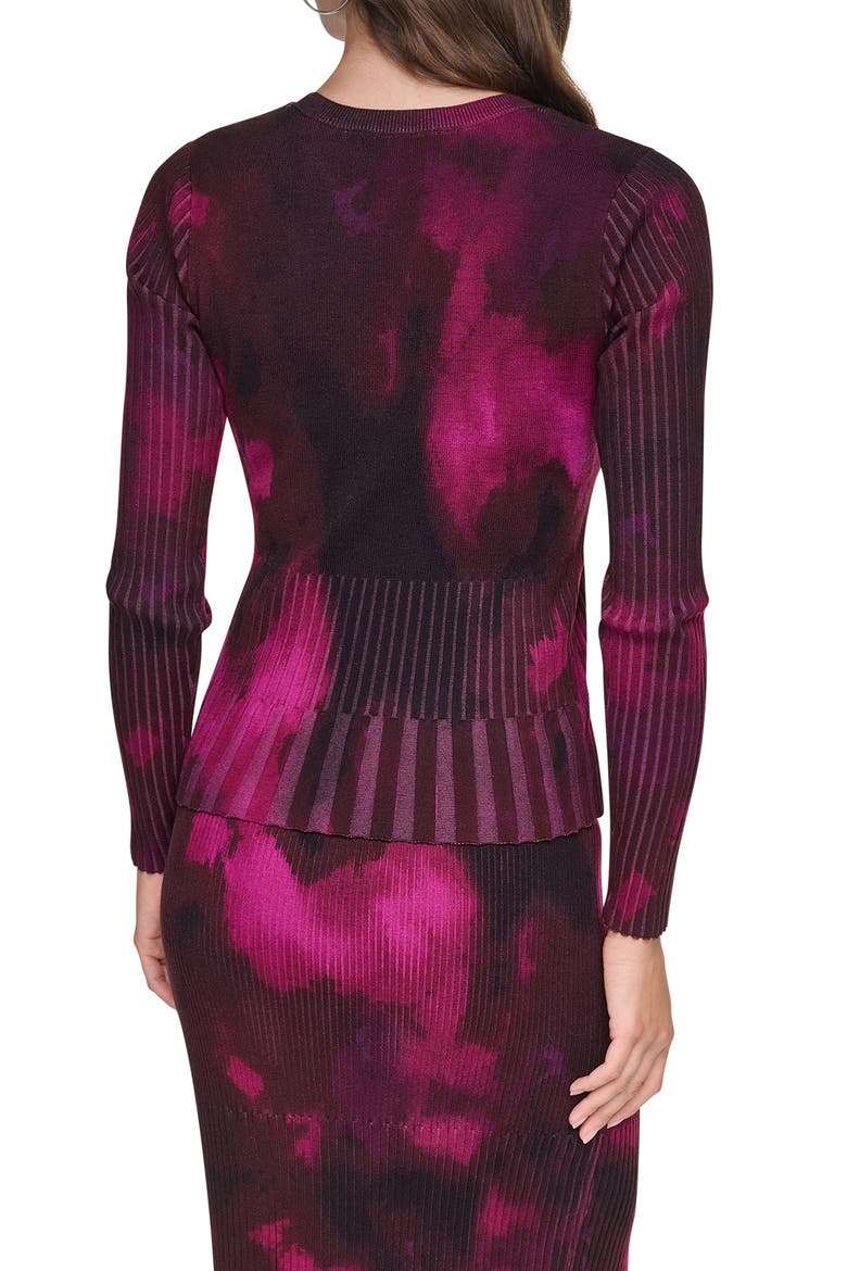 L/S PRINTED MIX RIB SWEATER, Alternate, color, RASPBRRY H