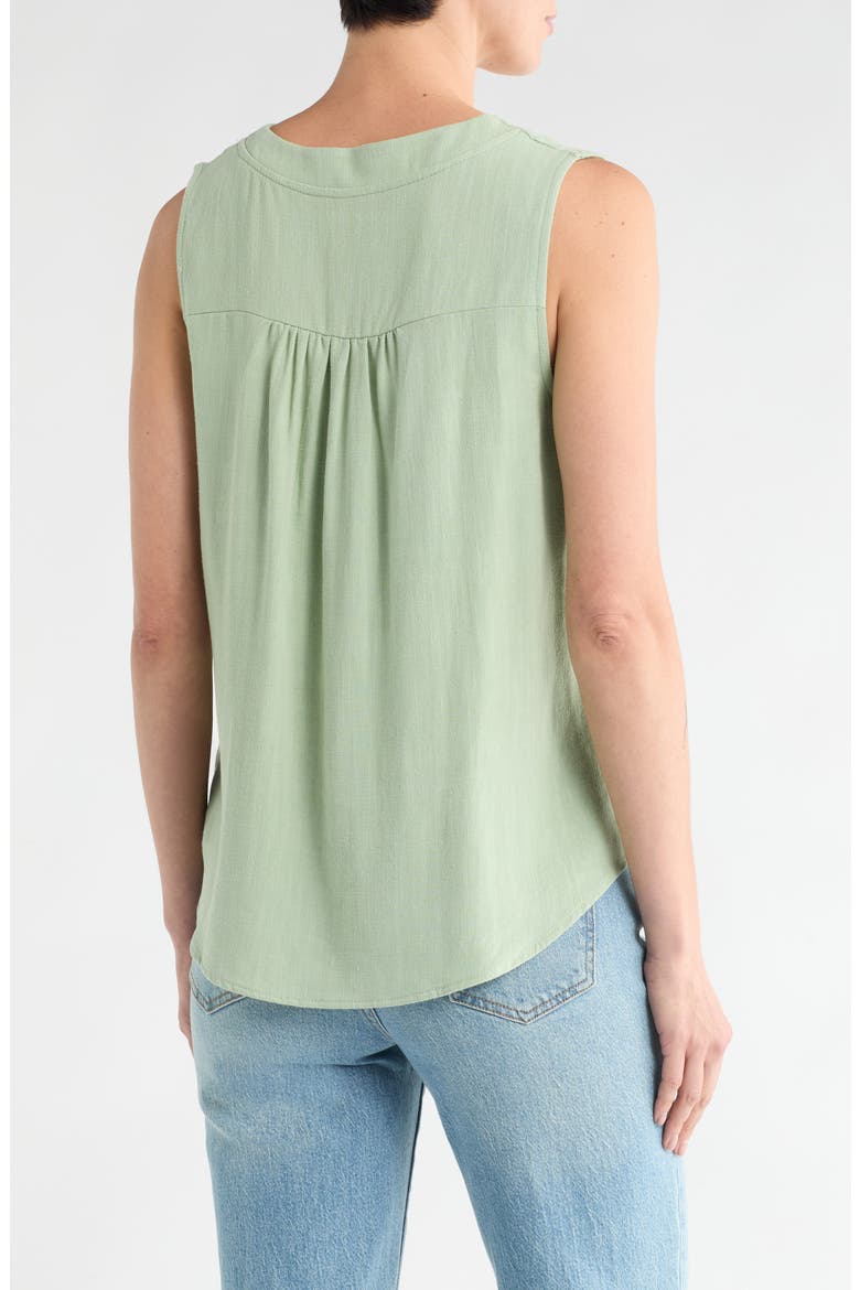 Linen V-Neck Sleeveless Tank Top, Alternate, color, SAGE
