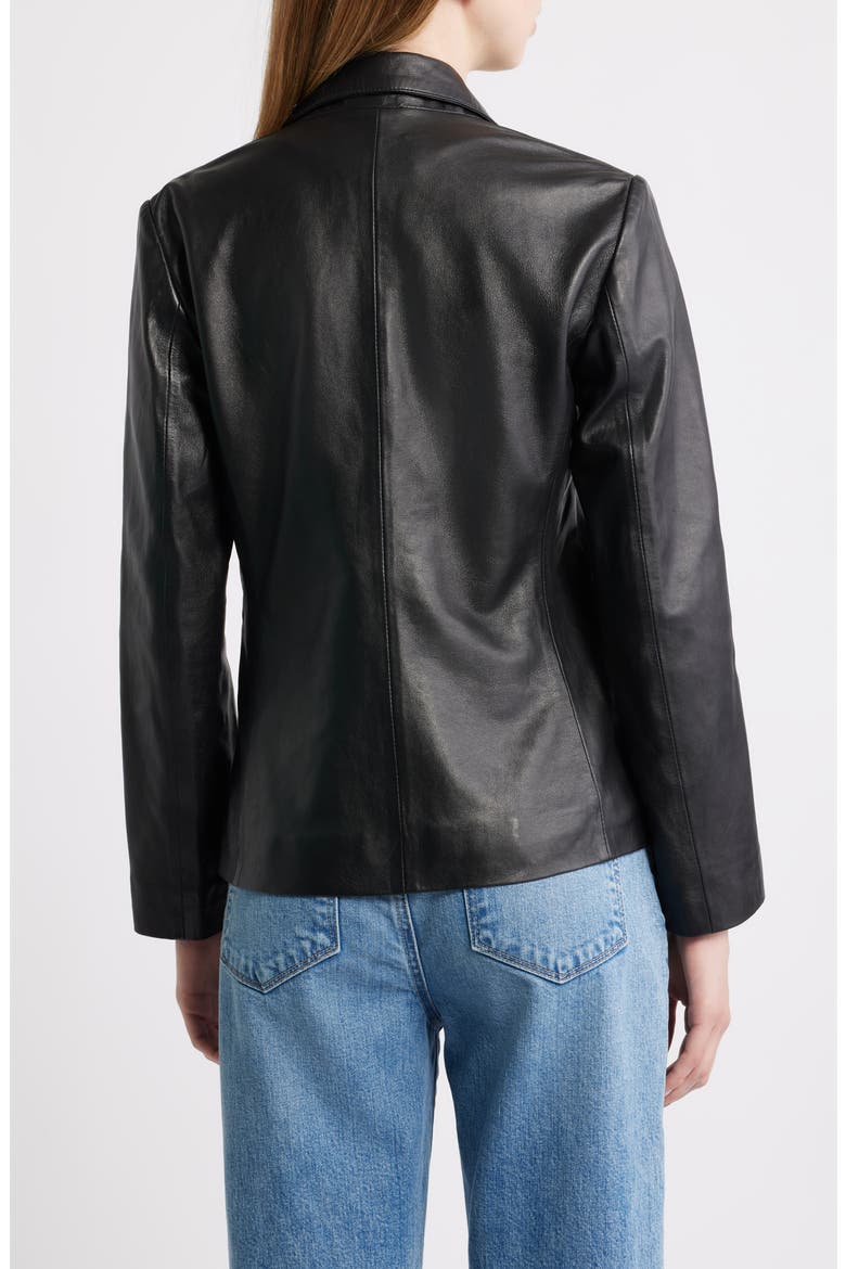 Fitted Leather Blazer, Alternate, color, BLACK