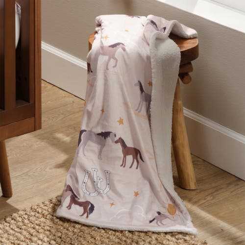 Lambs & Ivy Country Western Cowboy/cowgirl Soft Warm Fleece Baby Blanket In Pink