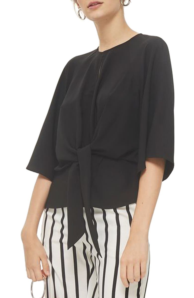 Topshop Slouchy Knot Front Blouse, Main, color,