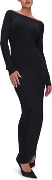 Good American Shine Off the Shoulder Long Sleeve Maxi Dress