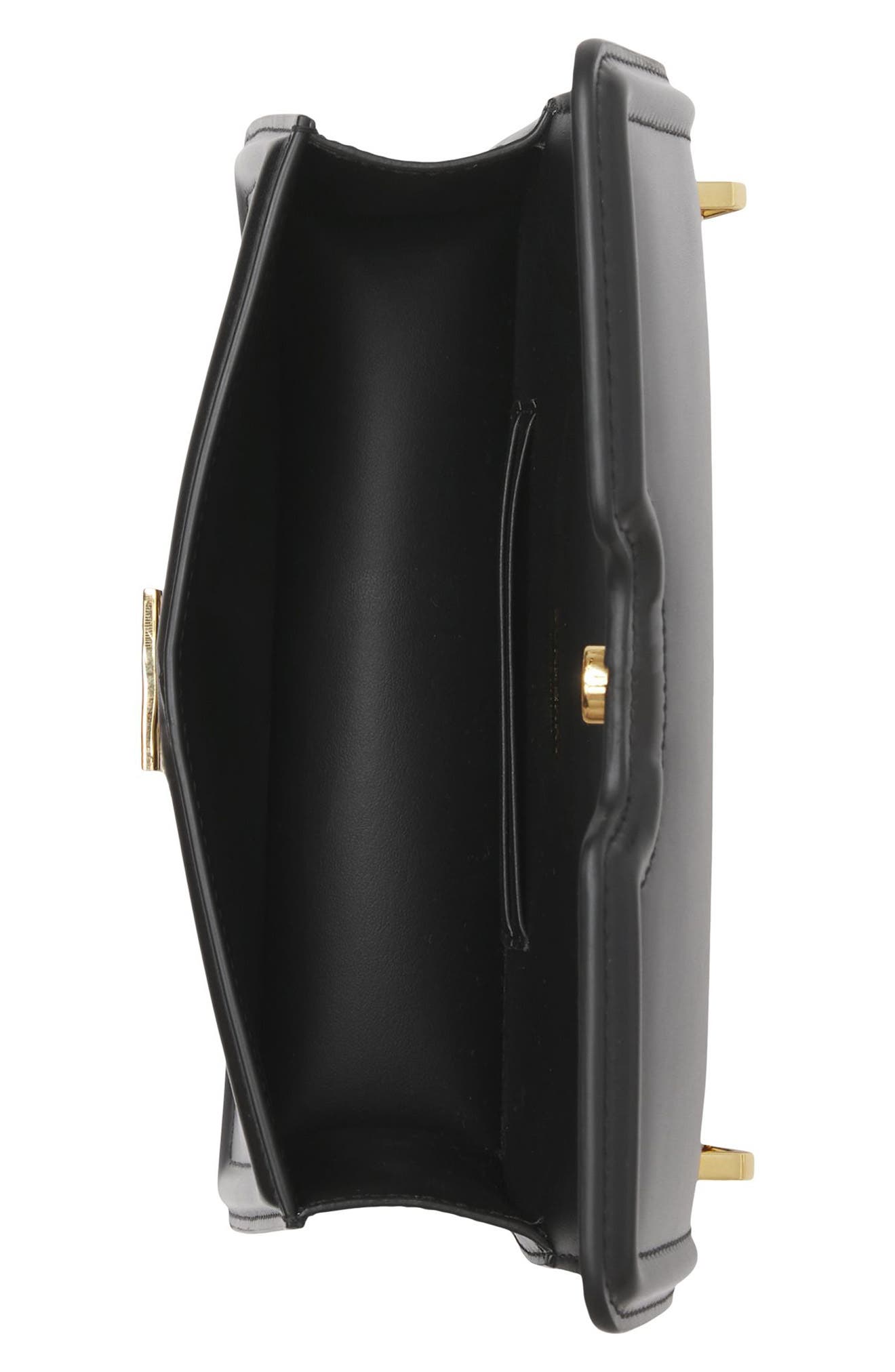 Mini TB Leather Shoulder Bag, Alternate, color, BLACK