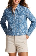 Tommy Bahama Floral Jacquard Zip Front Denim Jacket