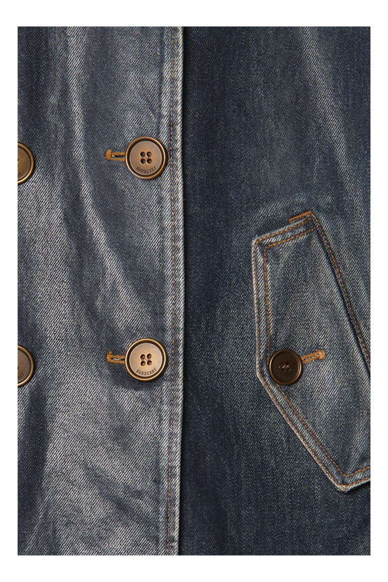 Short Coated Denim Trench Coat, Alternate, color, Mid blue