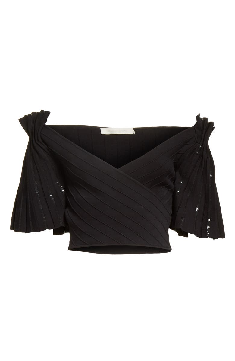 Simkhai Jonathan Simkhai Pleated Sequin Wrap Top, Alternate, color,