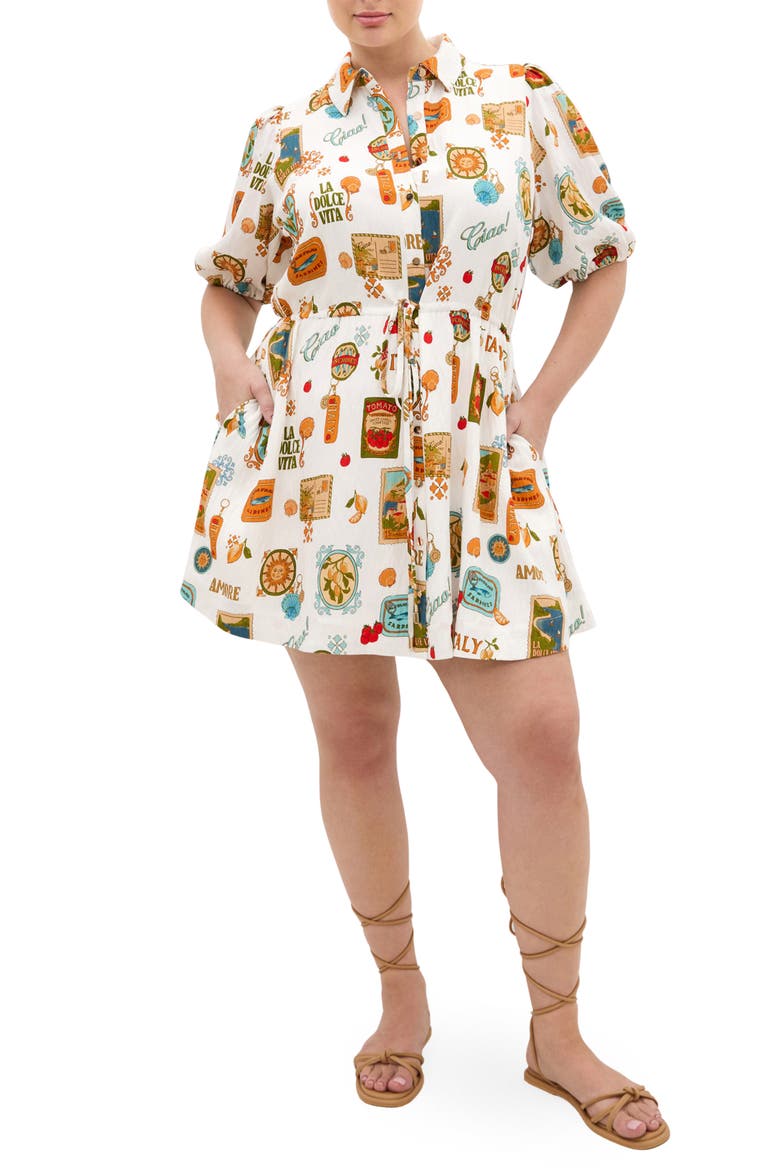 Sao Paulo Amore Print Shirtdress, Main, color, CREME LA DOLCE