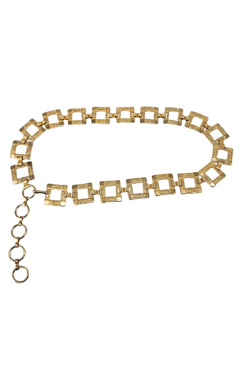 Vintage 1970s Square Link Goldtone chain Belt, Main, color, Gold