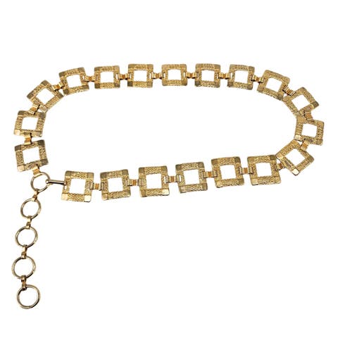 Vintage 1970s Square Link Goldtone chain Belt