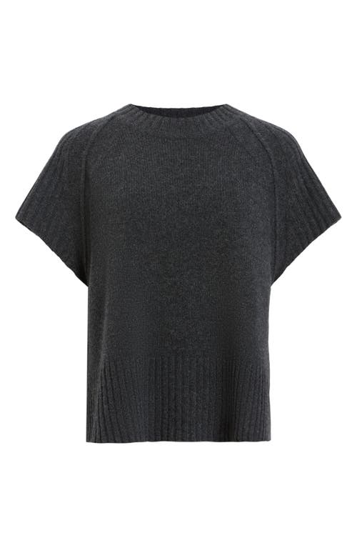 Allsaints Anthe Merino Wool Short Sleeve Sweater In Charcoal Grey