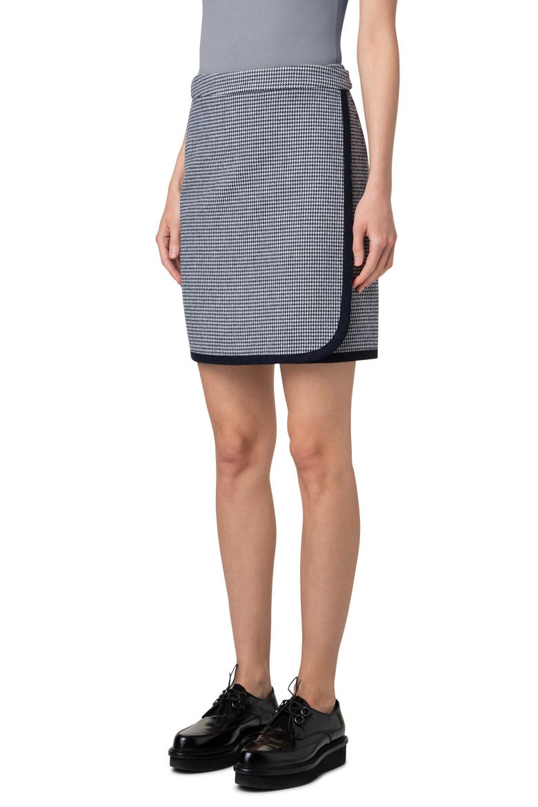 Houndstooth Double Face Wrap Skirt, Alternate, color, CREAM-NAVY