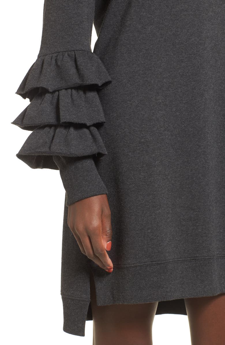 BP. Tier Sleeve Sweatshirt Dress, Alternate, color,