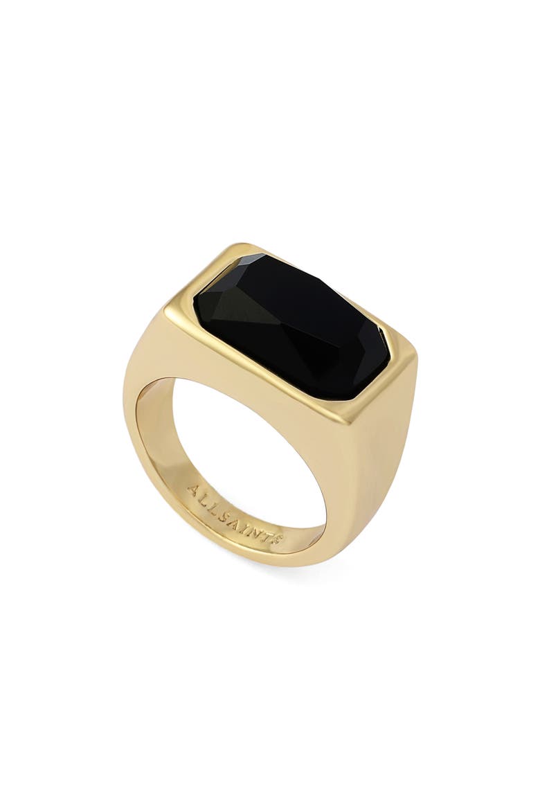 Rectangular Stone Signet Ring, Main, color, BLACK
