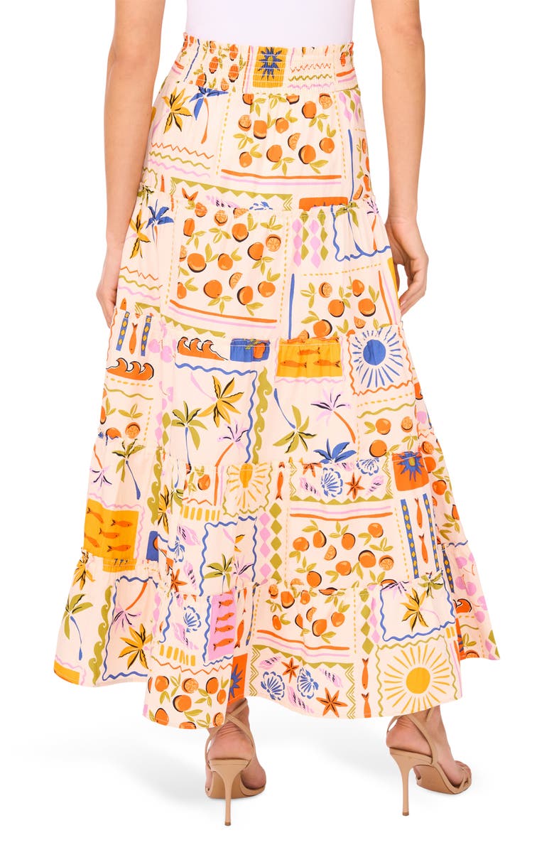 CeCe Print Poplin Maxi Skirt, Alternate, color, Daylily