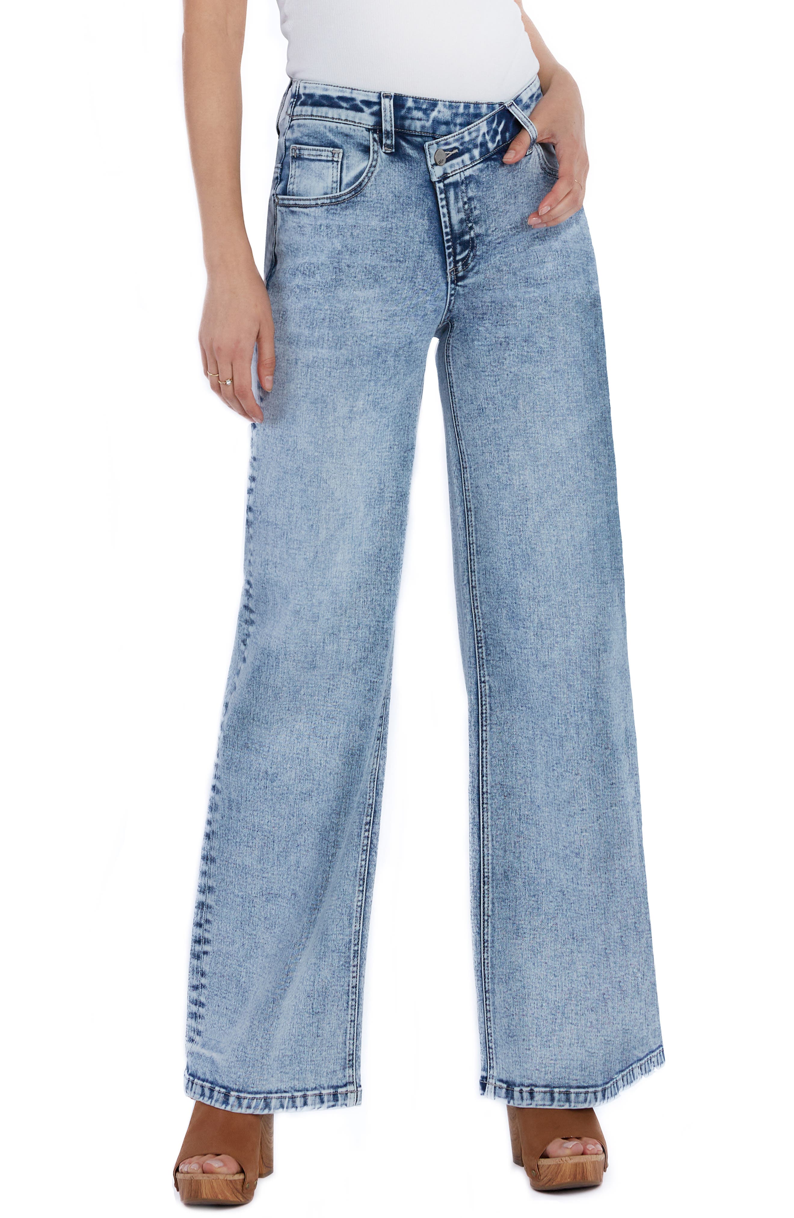 Asymmetric Waist Flare Jeans