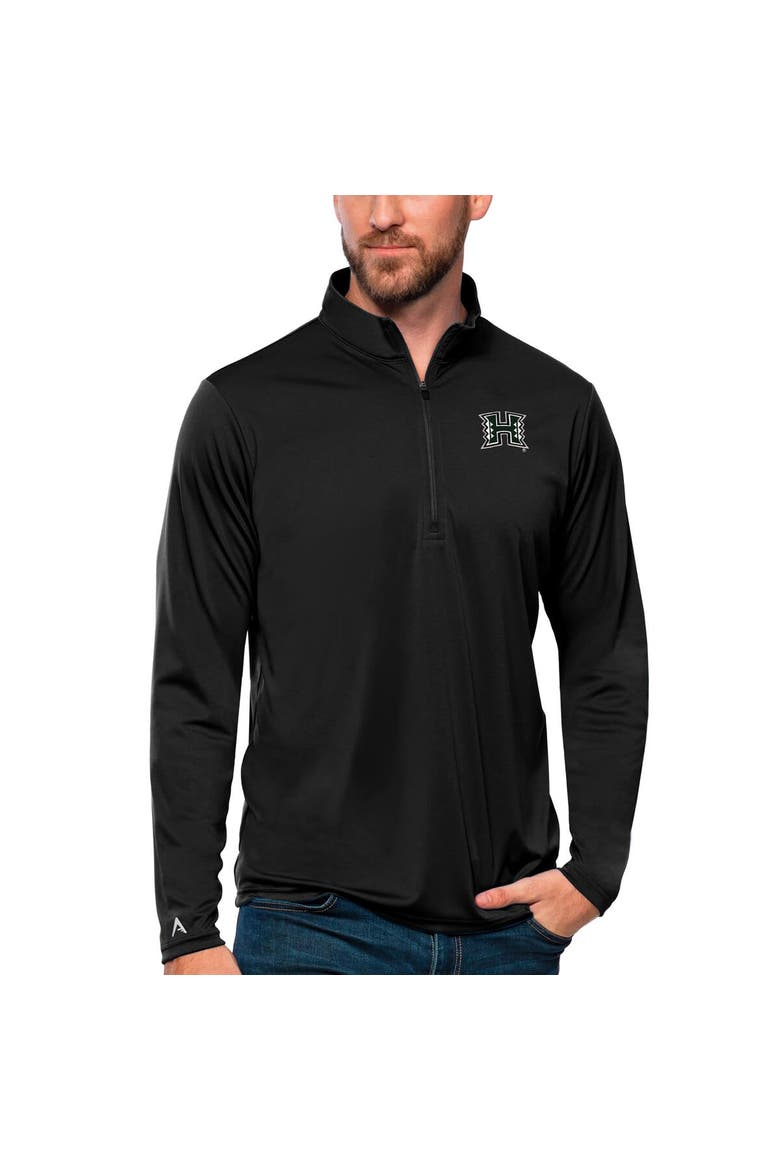 Men's Antigua Black Hawaii Warriors Tribute Quarter-Zip Top, Main, color, Black
