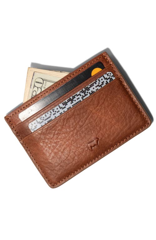 Will Leather Goods Front Pocket Leather Card Case In Brown
