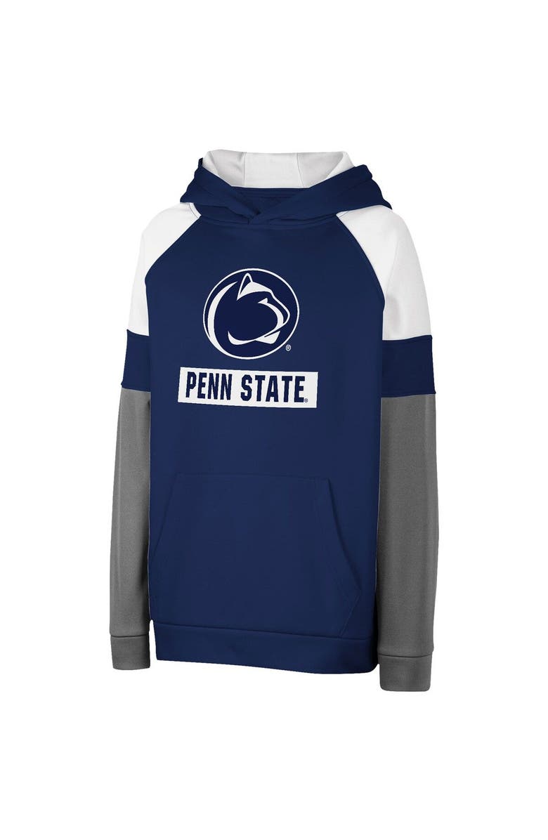 COLOSSEUM Youth Colosseum Navy Penn State Nittany Lions Colorblock Raglan Pullover Hoodie, Alternate, color, 