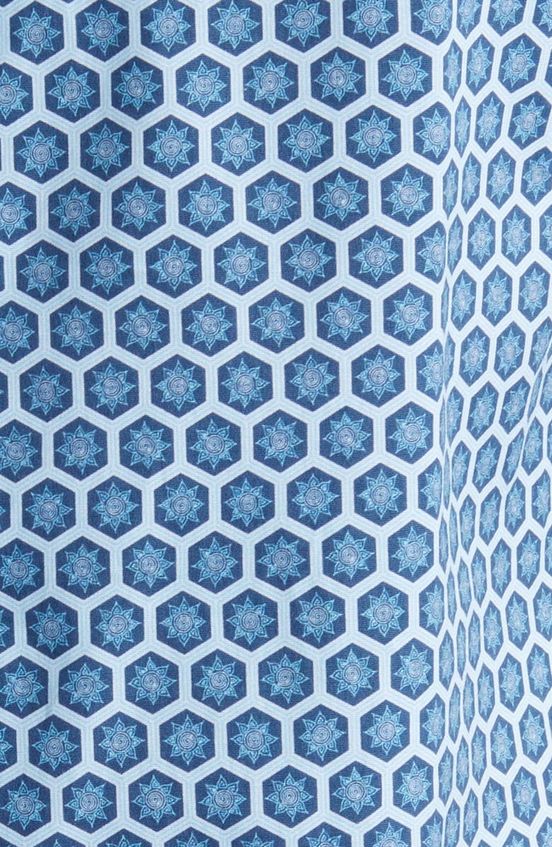 Stone Rose Sun Hex Trim Fit Short Sleeve Stretch Button-Up Shirt, Alternate, color,