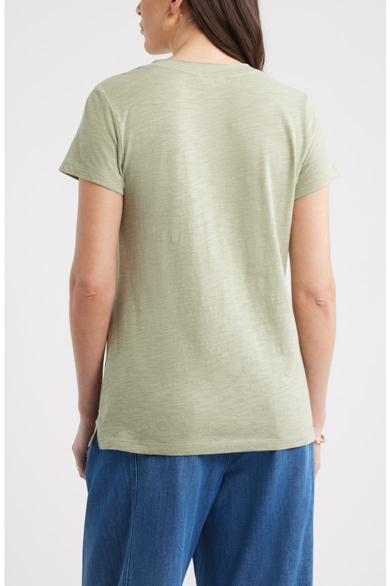 Cotton & Modal V-Neck T-Shirt, Alternate, color, GREEN CLAY