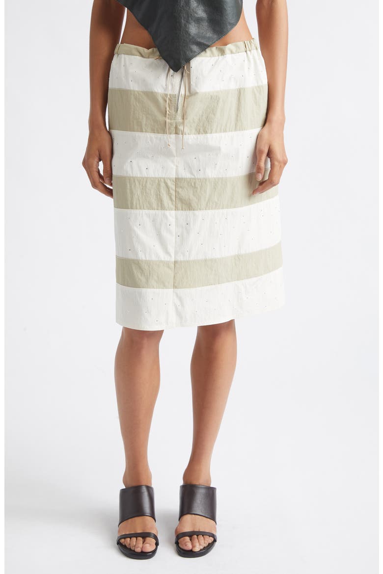 Zurriola Stripe Crystal Embellished Skirt, Main, color, 620 - ECRU