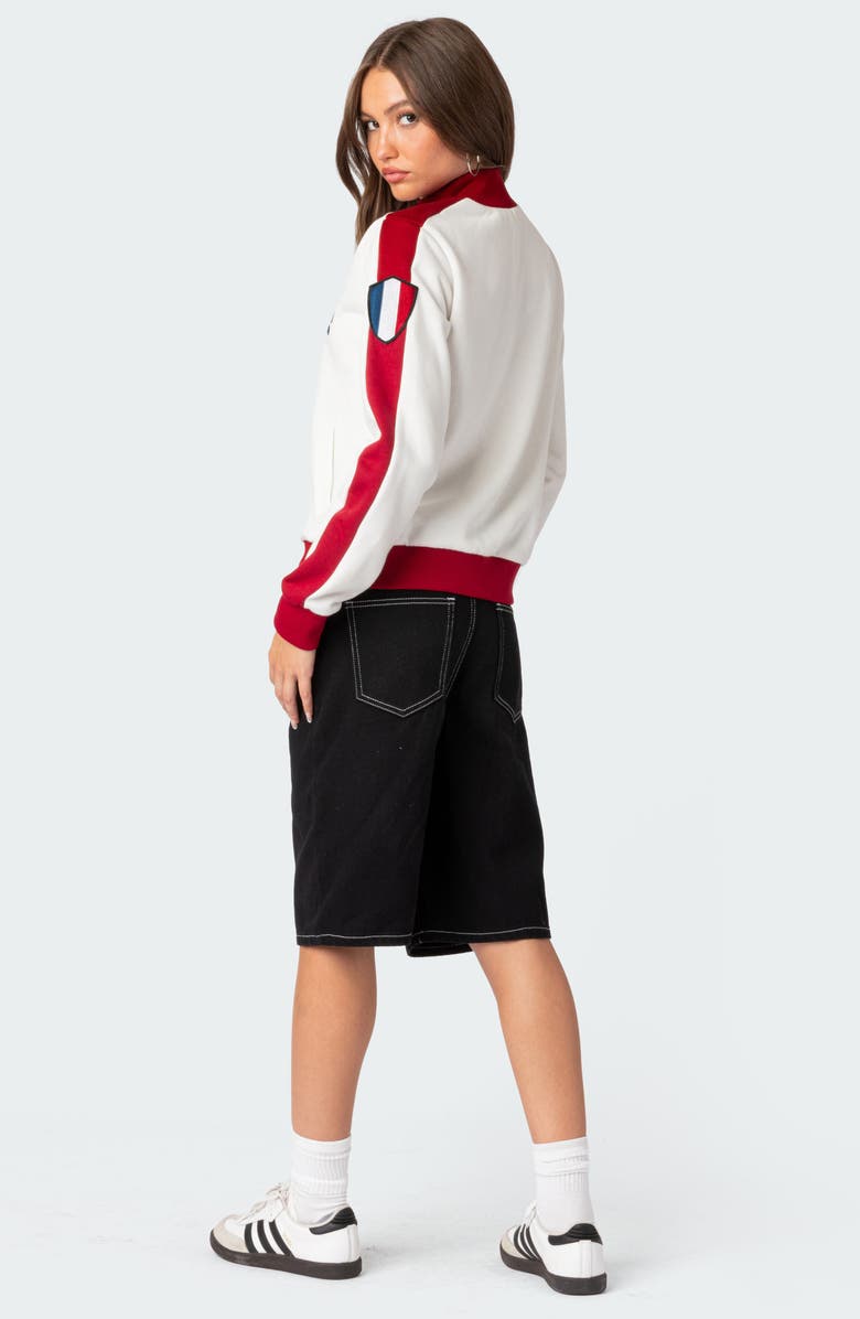 EDIKTED France Zip Cotton Blend Fleece Jacket, Alternate, color, 