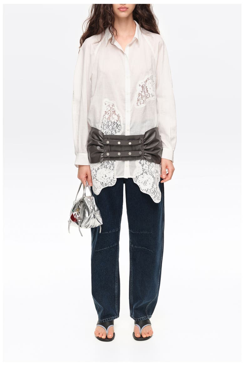 Lace Hem T-Shirt, Alternate, color, IVORY