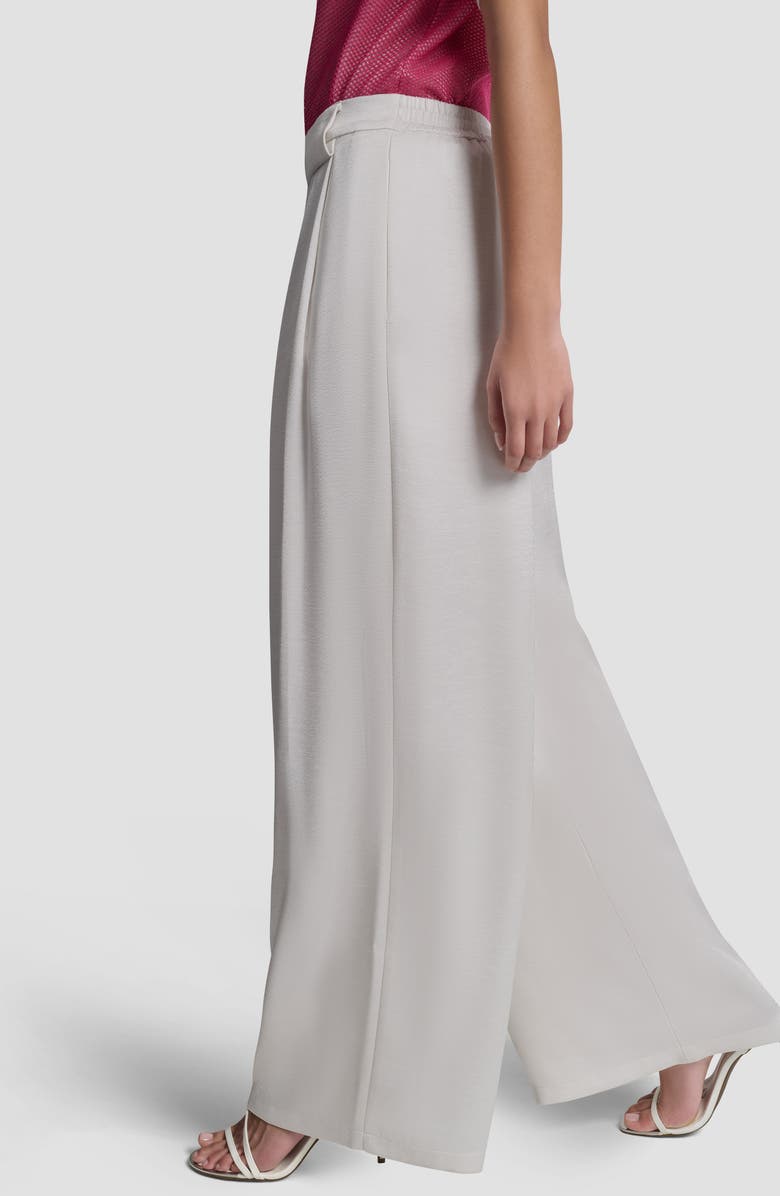 DKNY Pleat Wide Leg Satin Pants, Alternate, color, Ivory
