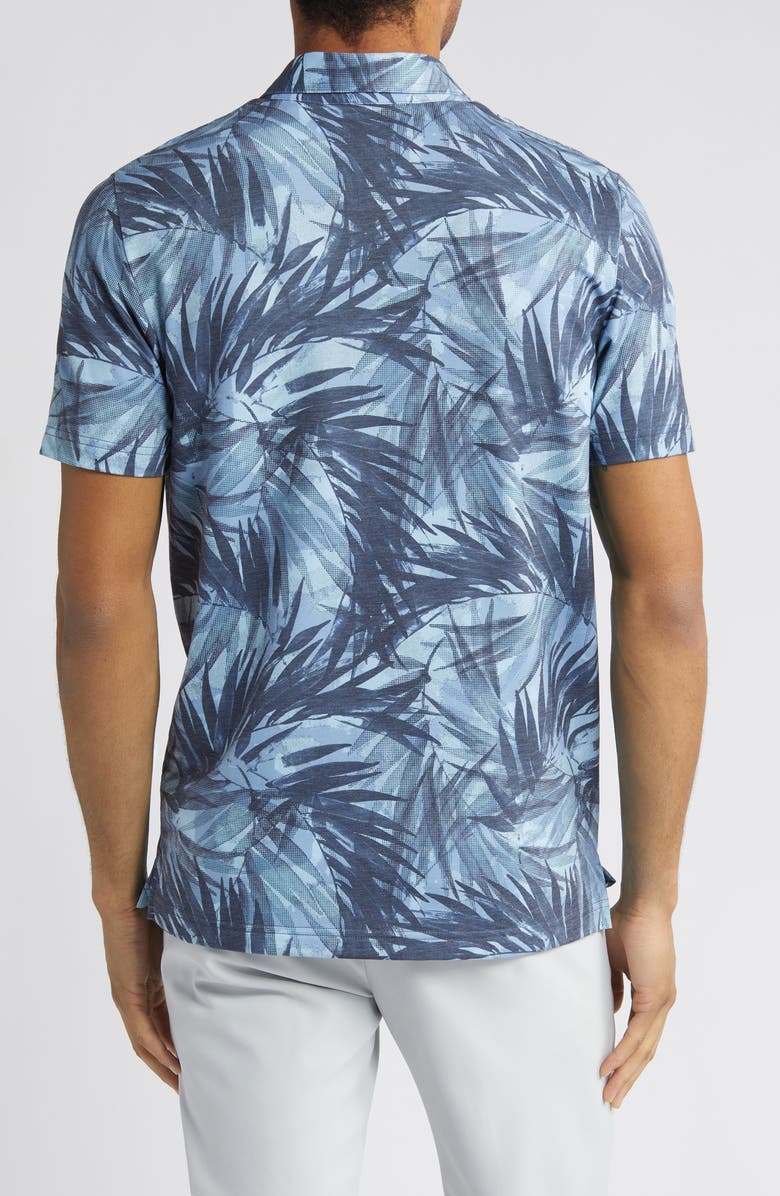 TravisMathew Forest Reserve Leaf Print Polo, Alternate, color, Dream Blue