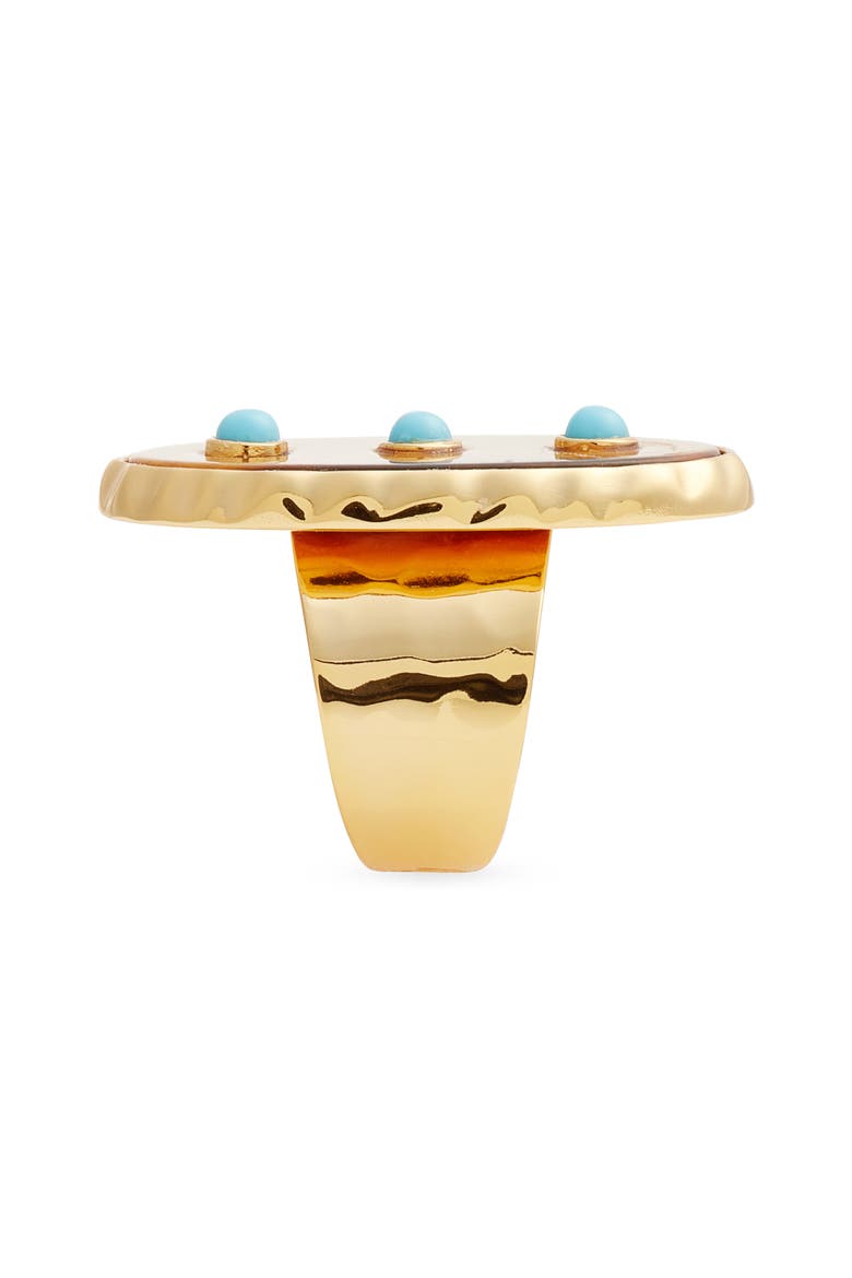 Tiger's Eye & Turquoise Stud Adjustable Ring, Alternate, color, BROWN