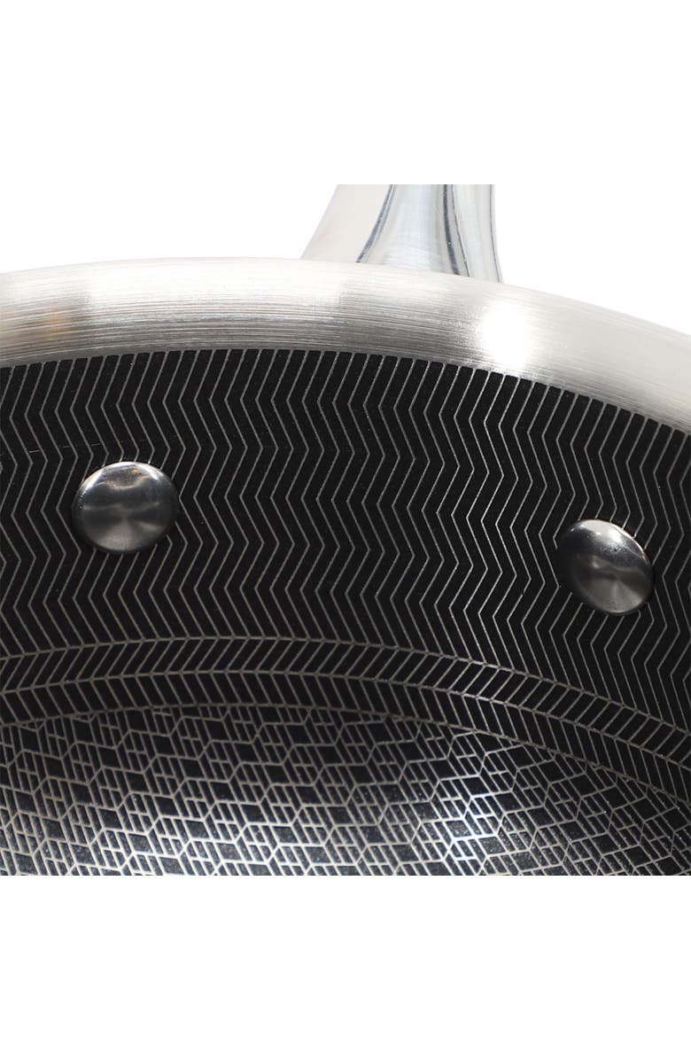 OSTER Modessa 2.5 Quart Nonstick Triply Stainless Steel Saucepan and Lid with Honeycomb Design, Alternate, color, Metallic Silver