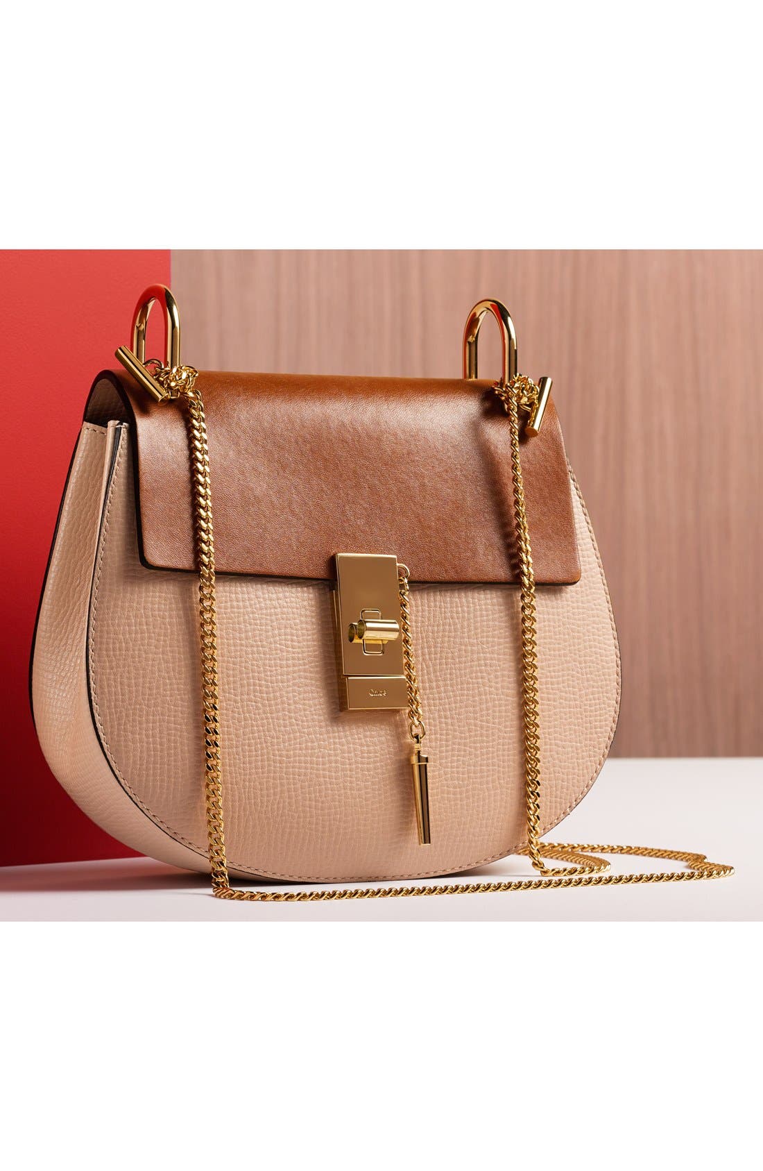 'Small Drew' Leather Shoulder Bag, Alternate, color, POWDER BEIGE