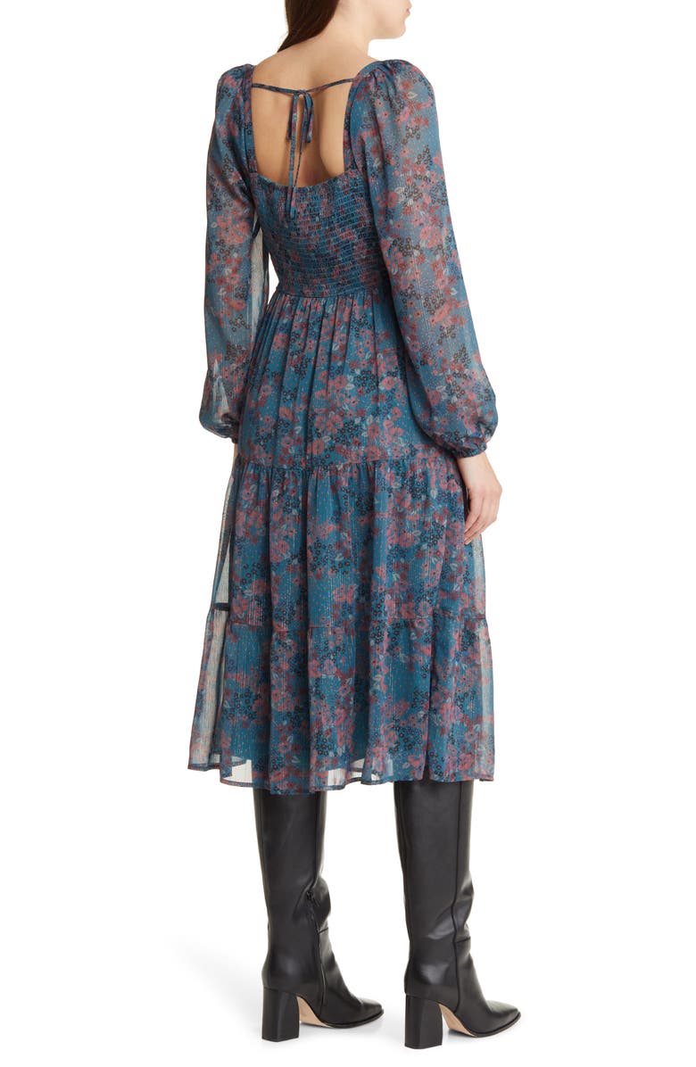 PAIGE Josefina Floral Long Sleeve Dress, Alternate, color, Drkteamlt