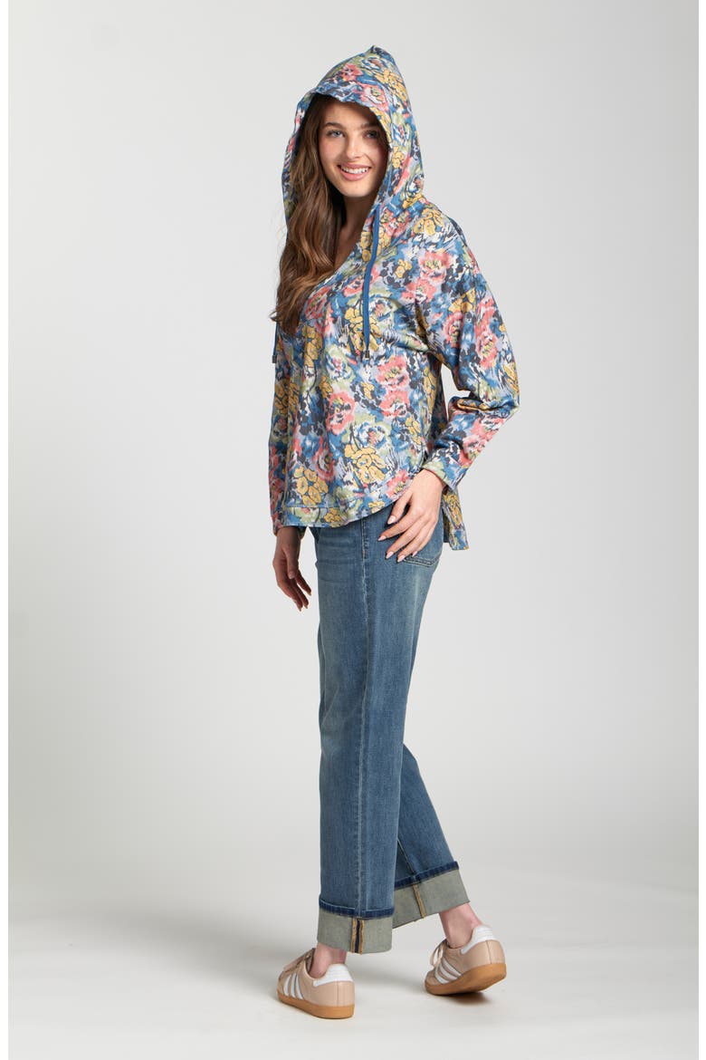 Print Cotton Hoodie, Alternate, color, INDIGO MULTI
