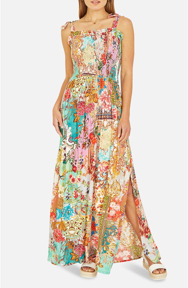 Yumi Patchwork Split Hem Maxi Dress, Alternate, color, Multi