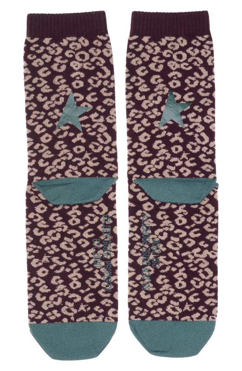 Golden Goose Leopard Jacquard Crew Socks, Alternate, color, 