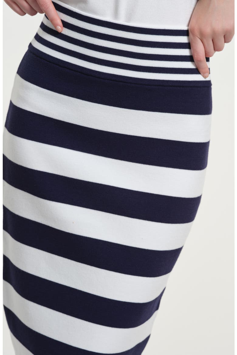 Mixed Stripe Knit Skirt, Alternate, color, NAVY/ WHITE
