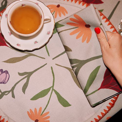 Sophie Williamson Design Picnic On The Meadow Set-of-six Cotton Napkins In Gray