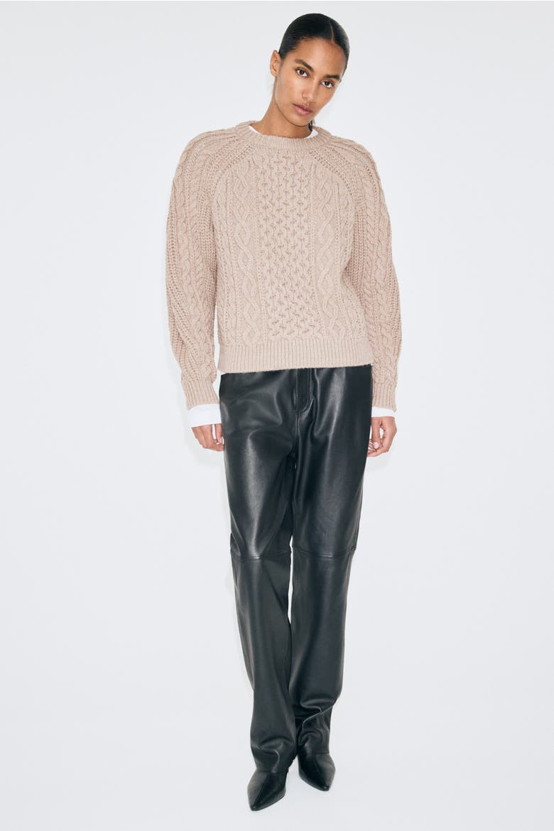 Cable-knit Jumper, Alternate, color, Taupe