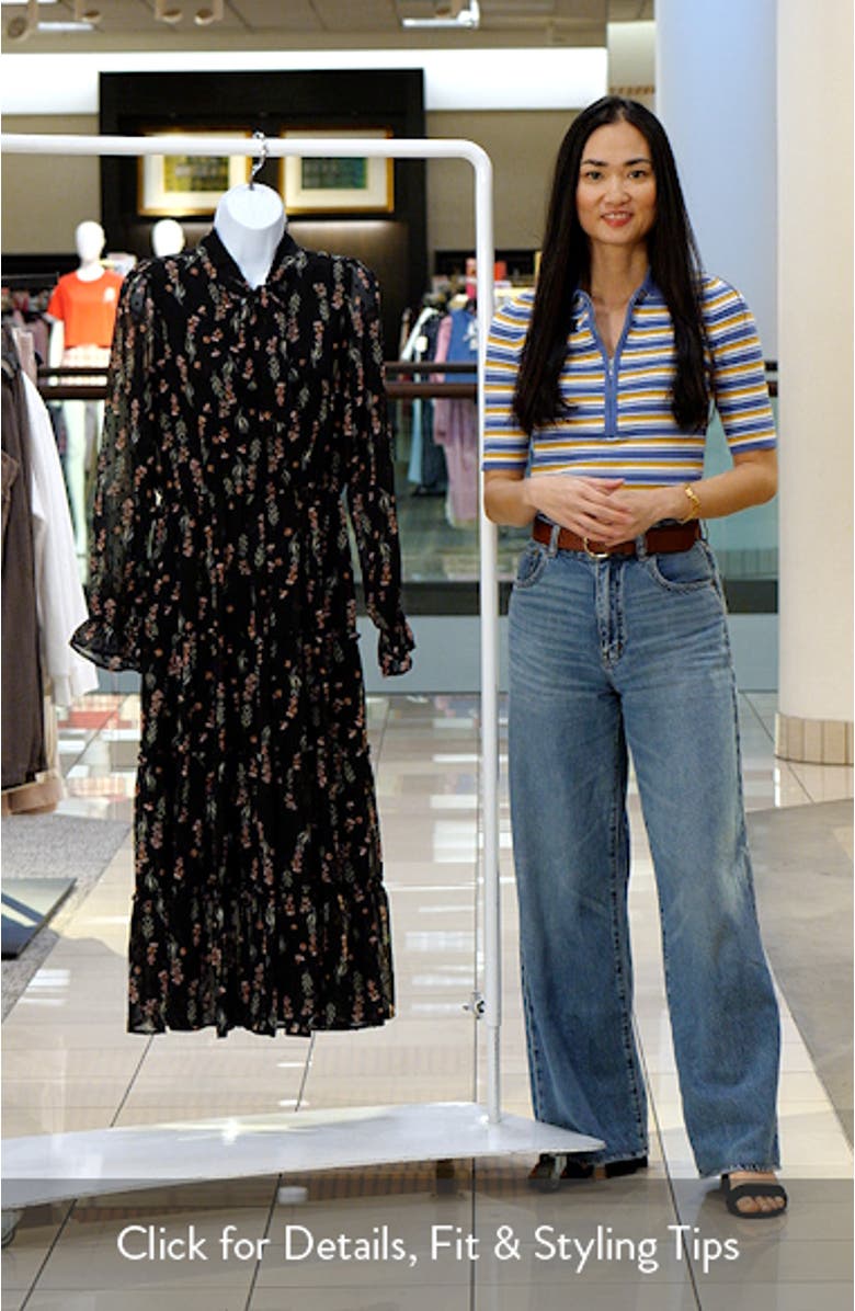 Tie Front Long Sleeve Tiered Midi Dress, sales video thumbnail