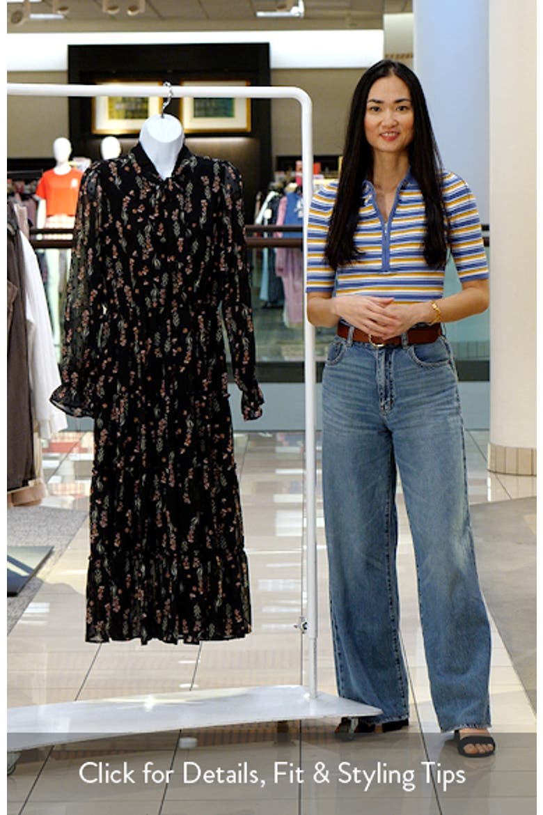 Tie Front Long Sleeve Tiered Midi Dress video