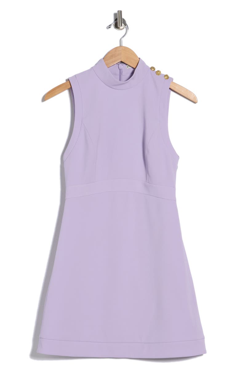 Alice + Olivia Victoria Mock Neck Sleeveless Fit & Flare Dress, Main, color, Lavender