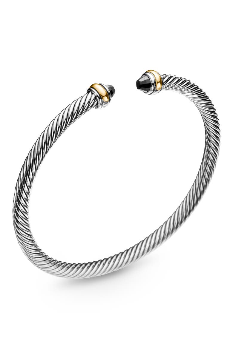 Cable Classic Bracelet with 18K Gold & Semiprecious Stones, 4mm, Alternate, color, BLACK ONYX