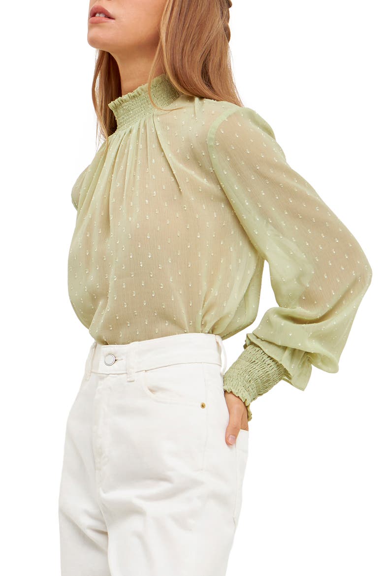 Swiss Dot Blouse, Alternate, color, SAGE