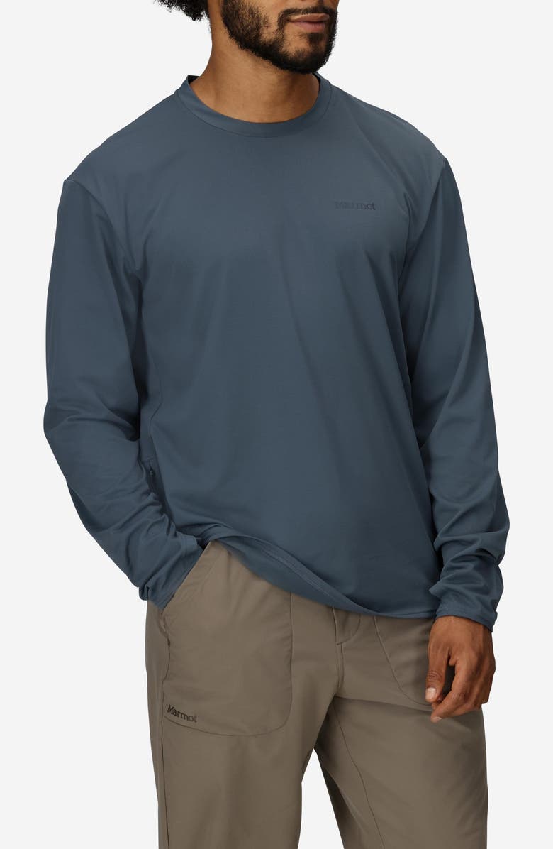 Marmot AirExchange SolarShield UPF Long Sleeve Crewneck T-Shirt, Main, color, Thunderhead