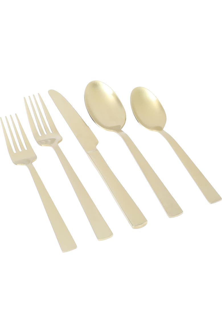 Earlston 20 Piece Stainless Steel Flatware Set, Main, color, Metallic Gold