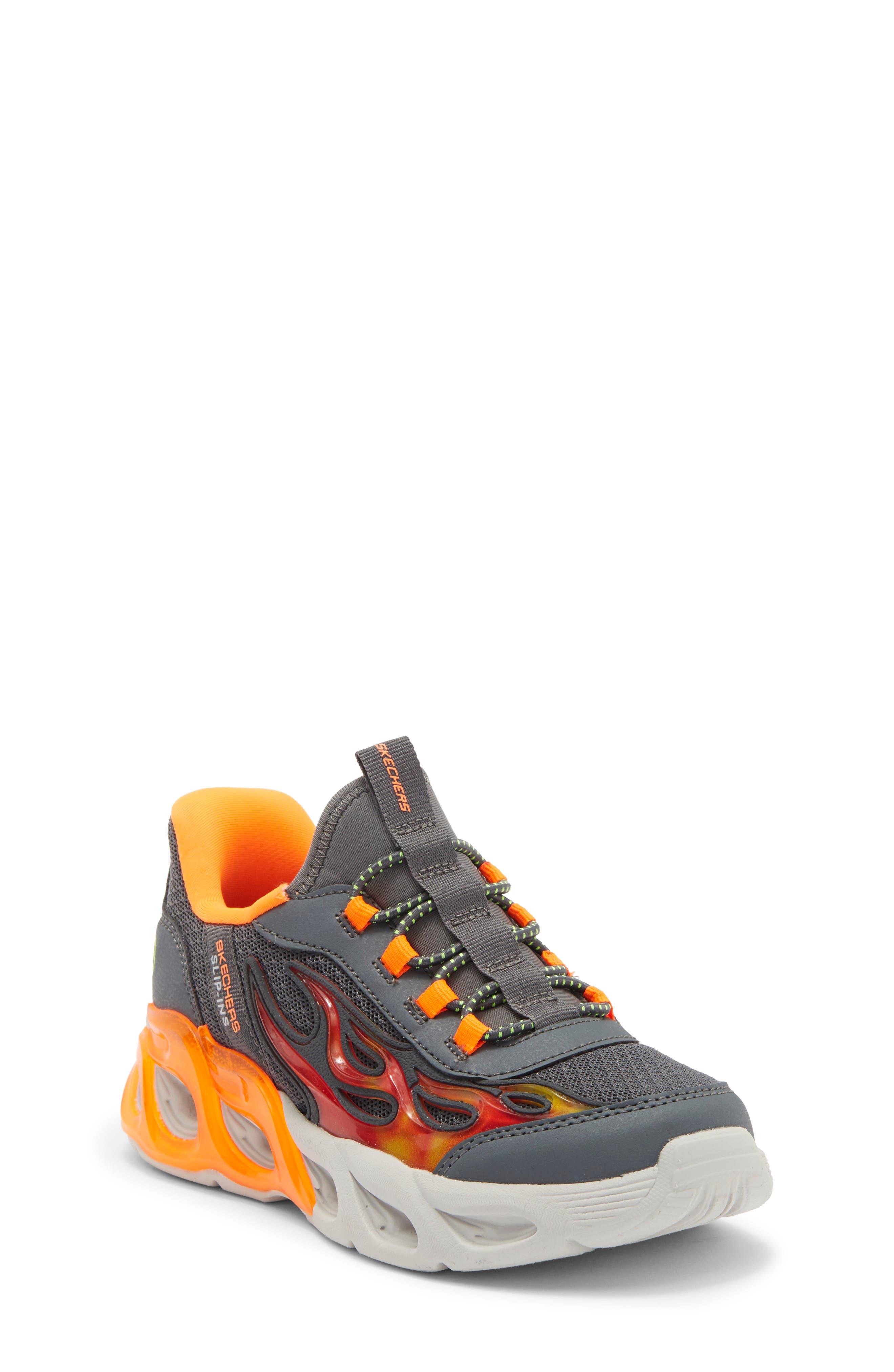 Kids' Thermo-Flash 2.0 Heat-Brisk Light-Up Sneaker, Main, color, CHARCOAL/ ORANGE
