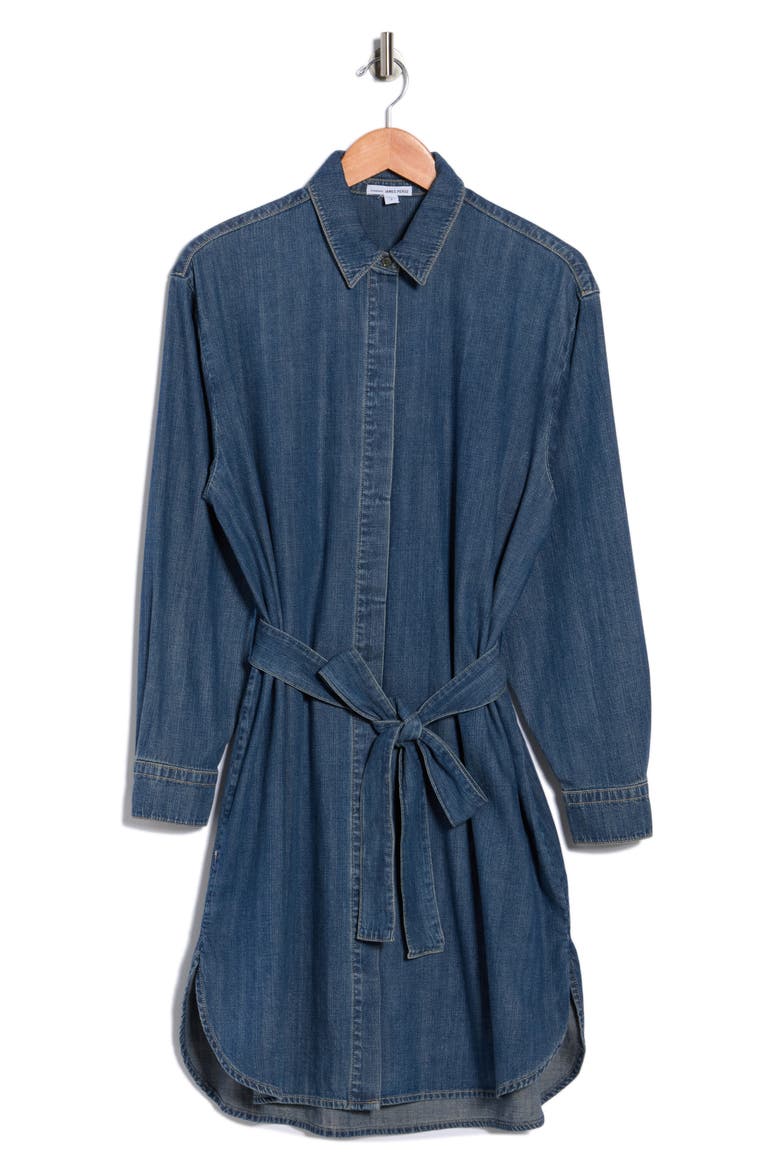 Long Sleeve Denim Shirtdress, Alternate, color, MEDIUM WASH