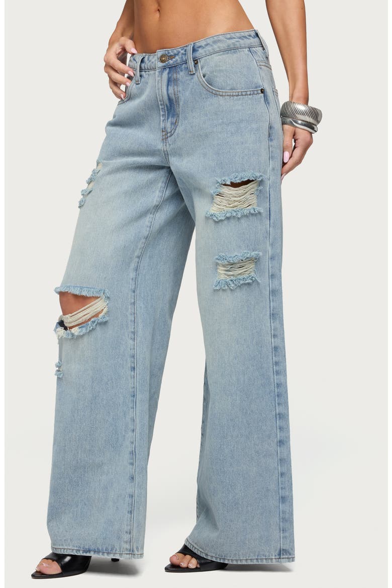 Ellah Distressed Low Rise Baggy Jeans, Alternate, color, LIGHT-BLUE-WASHED